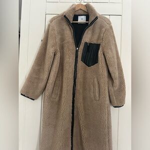 Anine Bing Tan Teddy Jacket with Black Details